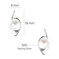 Maßenansicht von Perlen Ohrstecker in 925 Silber von Sofia Milani - E2233