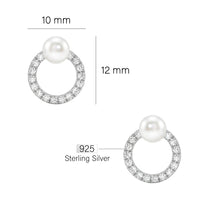 Maßenansicht von Kreis Perlen Ohrstecker in 925 Silber von Sofia Milani - E2234