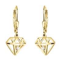 Haupt- und Seitenansicht von Geometrie Drachen Viereck Ohrhänger in 925 Silber von Sofia Milani - E2241