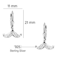 Maßenansicht von Schnurrbart Ohrhänger in 925 Silber von Sofia Milani - E2244