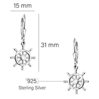 Maßenansicht von Schiffsrad Ohrhänger in 925 Silber von Sofia Milani - E2252