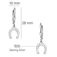 Maßenansicht von Hufeisen Ohrhänger in 925 Silber von Sofia Milani - E2256