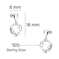 Maßenansicht von Herz Ohrstecker in 925 Silber von Sofia Milani - E2258