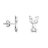 Haupt- und Seitenansicht von Katzen Ohrstecker in 925 Silber von Sofia Milani - E2260