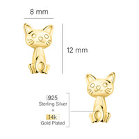 Maßenansicht von Katzen Ohrstecker in 925 Silber von Sofia Milani - E2261