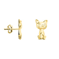 Haupt- und Seitenansicht von Katzen Ohrstecker in 925 Silber von Sofia Milani - E2261