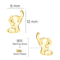 Maßenansicht von Elefant Ohrstecker in 925 Silber von Sofia Milani - E2265