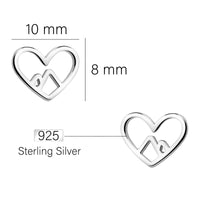 Maßenansicht von Herz Ohrstecker in 925 Silber von Sofia Milani - E2266