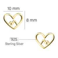 Maßenansicht von Herz Ohrstecker in 925 Silber von Sofia Milani - E2267