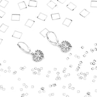 CloseUp Ansicht von Herz Blumen Ohrhänger in 925 Silber von Sofia Milani - E2270