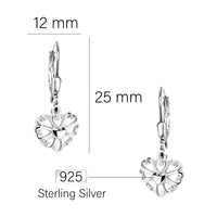 Maßenansicht von Herz Blumen Ohrhänger in 925 Silber von Sofia Milani - E2270