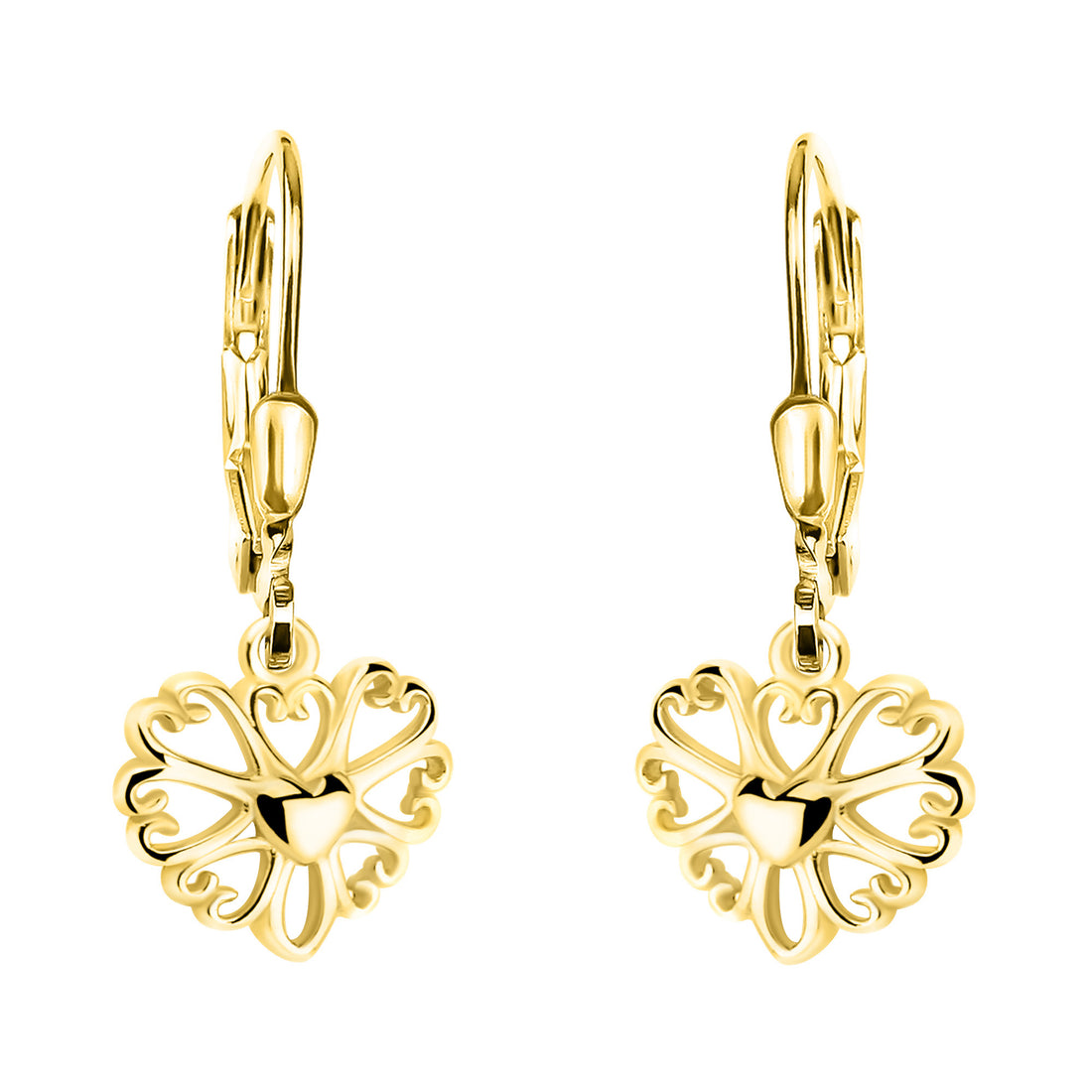 Haupt- und Seitenansicht von Herz Blumen Ohrhänger in 925 Silber von Sofia Milani - E2271