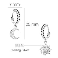 Maßenansicht von Mond Kugel Ohrhänger in 925 Silber von Sofia Milani - E2272