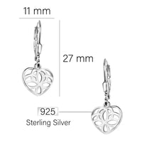 Maßenansicht von Herz Ohrhänger in 925 Silber von Sofia Milani - E2274