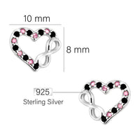 Maßenansicht von Herz Unendlich Infinity Ohrstecker in 925 Silber von Sofia Milani - E2292