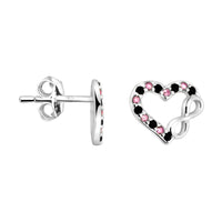 Haupt- und Seitenansicht von Herz Unendlich Infinity Ohrstecker in 925 Silber von Sofia Milani - E2292