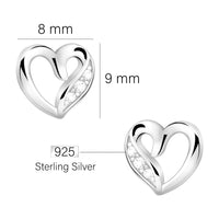 Maßenansicht von Herz Ohrstecker in 925 Silber von Sofia Milani - E2294