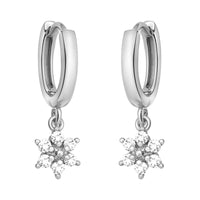 Haupt- und Seitenansicht von Blumen Creolen in 925 Silber von Sofia Milani - E2298