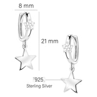 Maßenansicht von Stern Creolen in 925 Silber von Sofia Milani - E2300