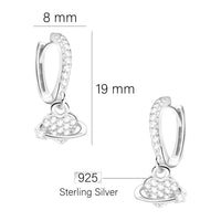Maßenansicht von Herz Creolen in 925 Silber von Sofia Milani - E2302