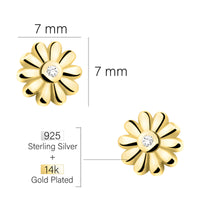 Maßenansicht von Blumen Ohrstecker in 925 Silber von Sofia Milani - E2307