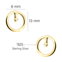 Maßenansicht von Kreis Ohrstecker in 925 Silber von Sofia Milani - E2309