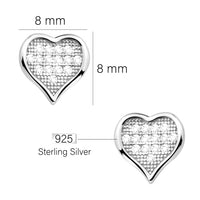 Maßenansicht von Herz Ohrstecker in 925 Silber von Sofia Milani - E2312