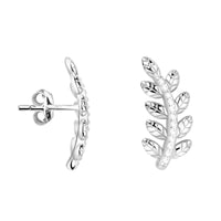 Haupt- und Seitenansicht von Blatt Ohrstecker in 925 Silber von Sofia Milani - E2320
