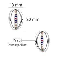 Maßenansicht von Oval Ohrstecker in 925 Silber von Sofia Milani - E2322