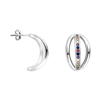Haupt- und Seitenansicht von Oval Ohrstecker in 925 Silber von Sofia Milani - E2322