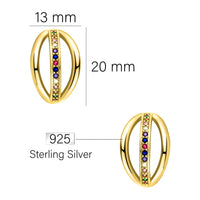 Maßenansicht von Oval Ohrstecker in 925 Silber von Sofia Milani - E2323