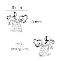 Maßenansicht von Herz Engel Ohrstecker in 925 Silber von Sofia Milani - E2326
