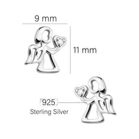 Maßenansicht von Herz Engel Ohrstecker in 925 Silber von Sofia Milani - E2328