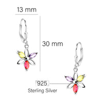 Maßenansicht von Blumen Ohrhänger in 925 Silber von Sofia Milani - E2340
