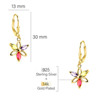 Maßenansicht von Blumen Ohrhänger in 925 Silber von Sofia Milani - E2341