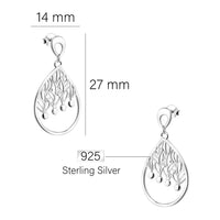 Maßenansicht von Ovales Blatt Ohrhänger in 925 Silber von Sofia Milani - E2346