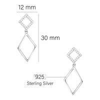 Maßenansicht von Geometrie Ohrhänger in 925 Silber von Sofia Milani - E2350