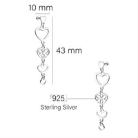 Maßenansicht von Herzen Ohrhänger in 925 Silber von Sofia Milani - E2354