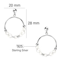 Maßenansicht von Kreis Perlen Ohrhänger in 925 Silber von Sofia Milani - E2356