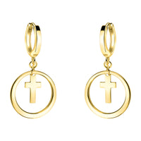 Haupt- und Seitenansicht von Kreuz Kreis Creolen in 925 Silber von Sofia Milani - E2367