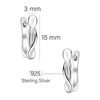 Maßenansicht von Gebogen Ohrstecker in 925 Silber von Sofia Milani - E2368