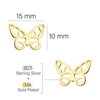 Maßenansicht von Schmetterling Ohrstecker in 925 Silber von Sofia Milani - E2371