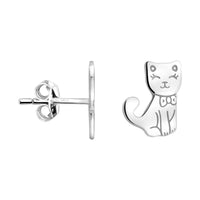 Haupt- und Seitenansicht von Katzen Ohrstecker in 925 Silber von Sofia Milani - E2374