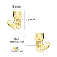 Maßenansicht von Katzen Ohrstecker in 925 Silber von Sofia Milani - E2375