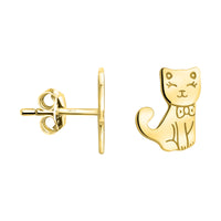 Haupt- und Seitenansicht von Katzen Ohrstecker in 925 Silber von Sofia Milani - E2375