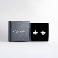 Boxansicht von Ginkgoblatt Ohrstecker in 925 Silber von Sofia Milani - E2376
