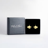 Boxansicht von Ginkgoblatt Ohrstecker in 925 Silber von Sofia Milani - E2377