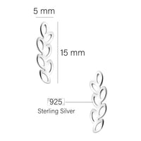 Maßenansicht von Blatt Ohrstecker in 925 Silber von Sofia Milani - E2382