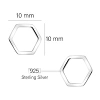 Maßenansicht von Sechseck Hexagon Ohrstecker in 925 Silber von Sofia Milani - E2386
