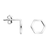 Haupt- und Seitenansicht von Sechseck Hexagon Ohrstecker in 925 Silber von Sofia Milani - E2386